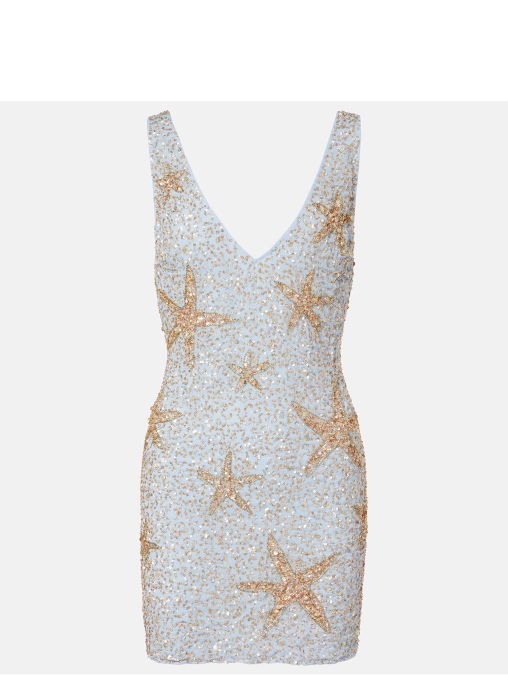 NEW with Tags - RIXO Pale Blue and Gold Sequin Starfish Mini Dress